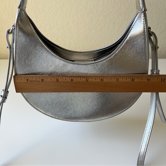 LOFT Metallic Crescent Crossbody Bag | Silver | NWT - Picture 8 of 13